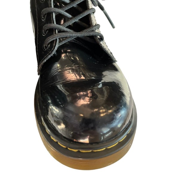 Dr Martens Black Combat Boots Youth size 3 Leather Lace Up Side Zip 1460J - Picture 4 of 10